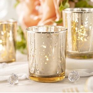 DARICE DAVID TUTERA GOLD SPOT PLATING GLASS VOTIVE CUPS (12 pack